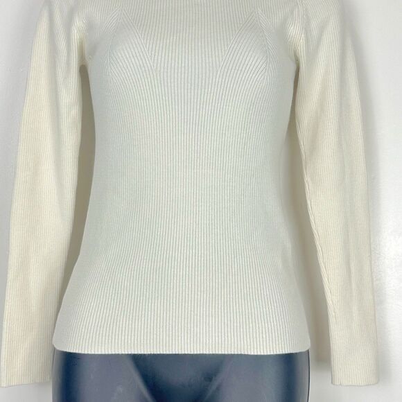 Sandro Women's Size 1 Temps Ribbed Sweater Ivory US S - Picture 3 of 11
